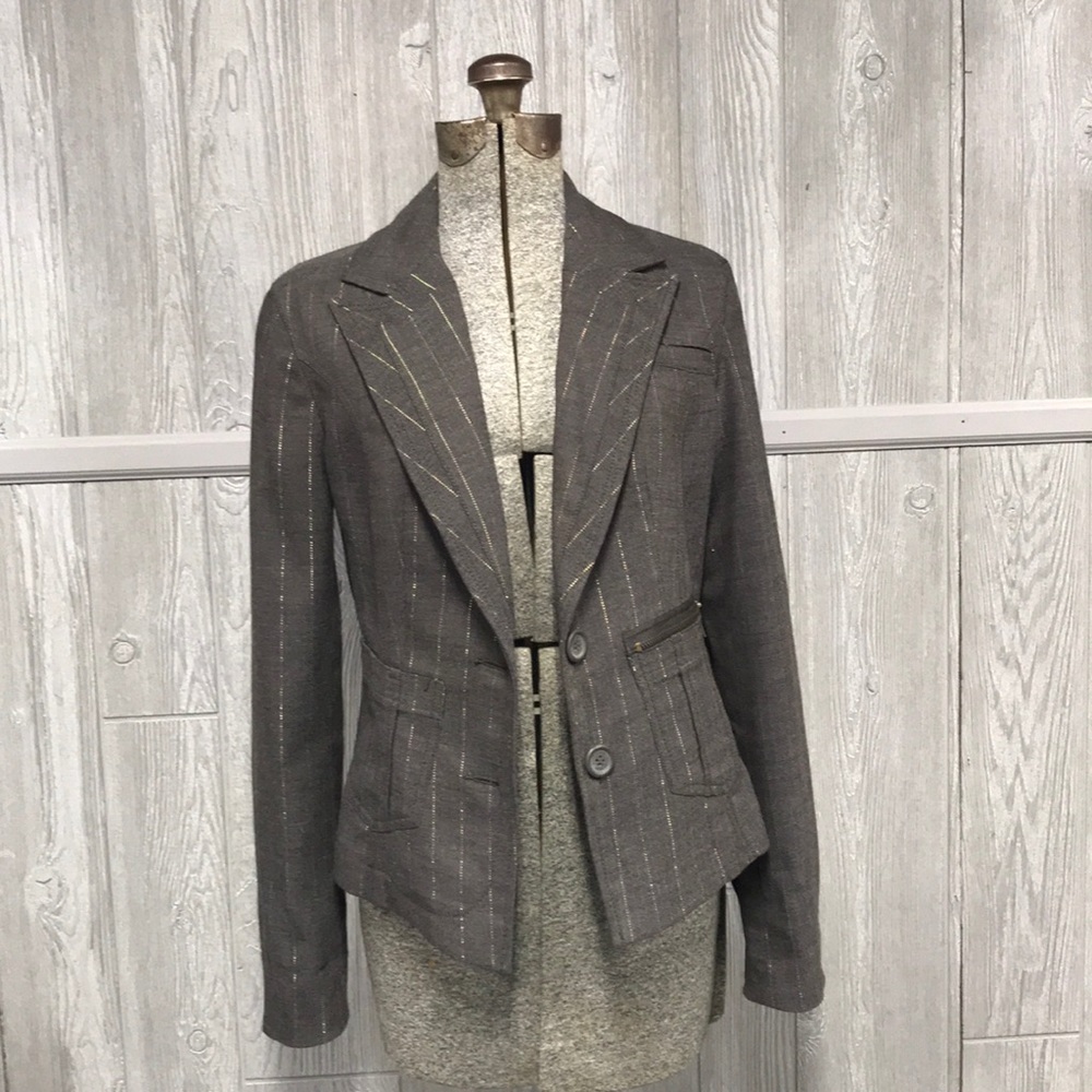 DKNY Brown & Gold Pinstripe Blazer Size Small EUC